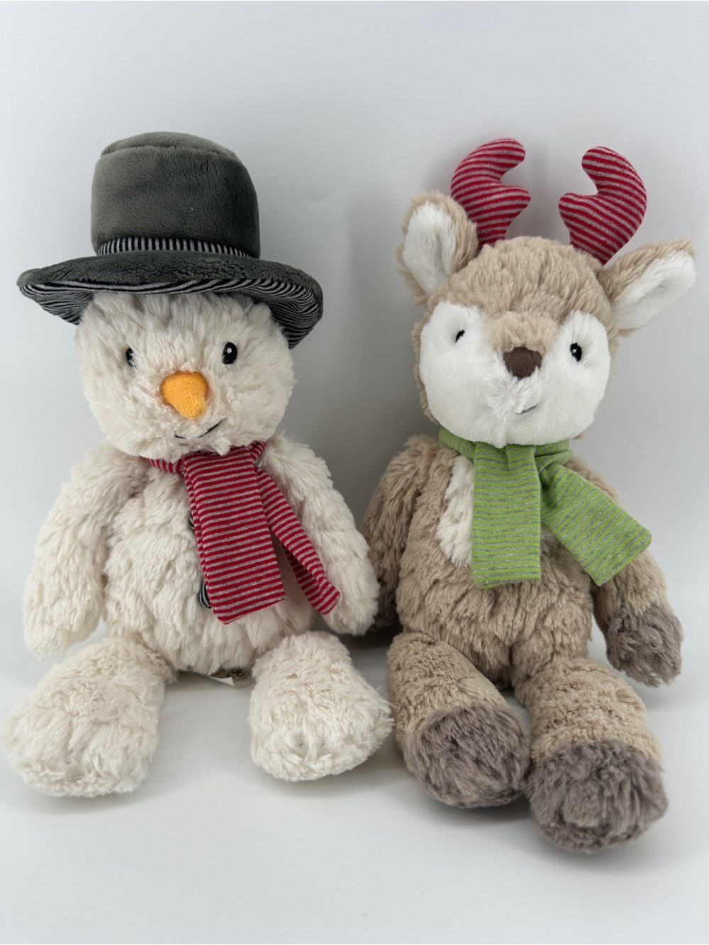 Mary Meyer Putty Kringles Reindeer & Blizzard Snowman Plush Stuffed Toy 12" Lot